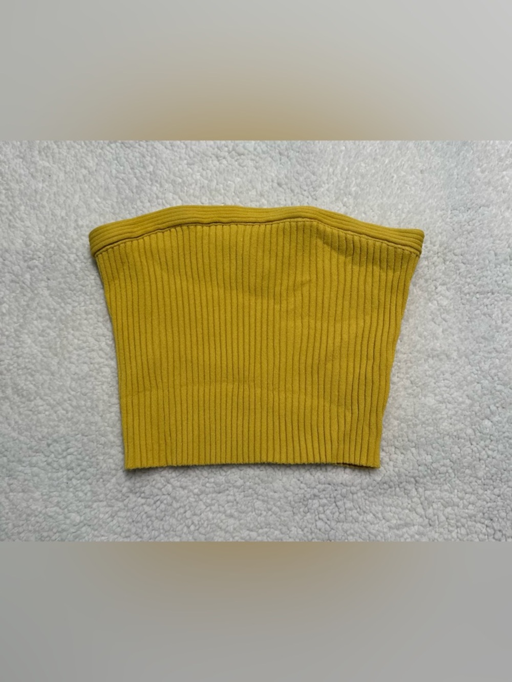 Forever 21 Mustard Yellow Ribbed Strapless Crop Top